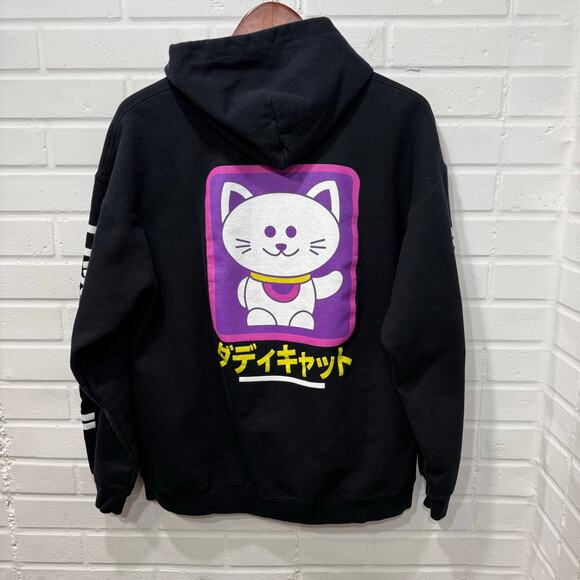 The Struts Lucky Cat Japanese Graphic Hoodie Black Men Lrg Band Merch Streetwear - Picture 4 of 13